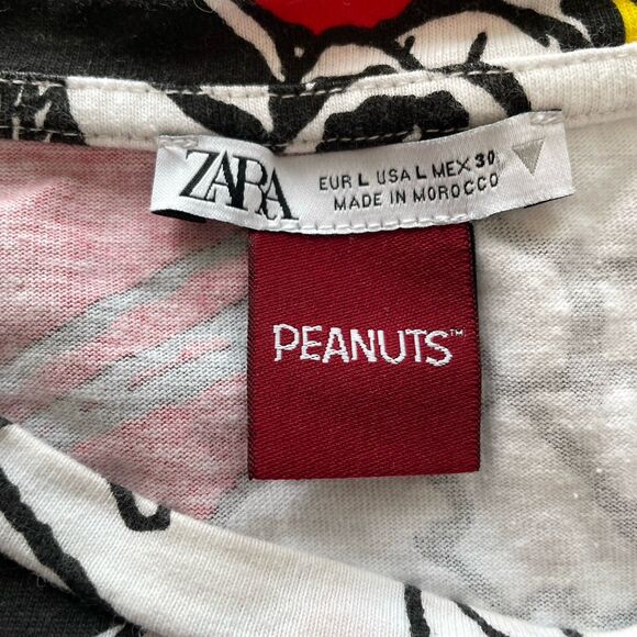 Zara x Peanuts Tshirt Mini Dress Cotton Short Sleeve Snoopy Womens Large - Picture 8 of 11